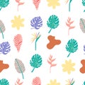 Summer leaf seamless pattern collection with leaf,flower.Vector illustration for icon,logo,sticker,printable,postcard and Royalty Free Stock Photo