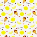 Summer lemon and ice cream seamless pattern