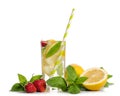 Summer lemonade . Lemon and mint, strawberry Royalty Free Stock Photo