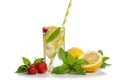 Summer lemonade . Lemon and mint, strawberry Royalty Free Stock Photo