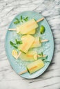 Summer lemonade popsicles with lime, mint leaves and chipped ice Royalty Free Stock Photo