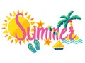 Summer lettering isolated on white background