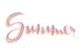 Summer lettering made by colorful rainbow circles confetti lettering isolate on white background