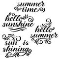 Summer lettering set. Black and white