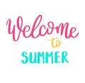 Summer letterings hand drawn brush multicolor letterings. Summer typography - hello summer. Handwritten inscription