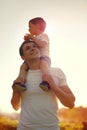 Summer lifestyle photo happy joyful father and child having fun