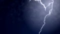 Summer lightning striking down, natural phenomenon in action, meteorology Royalty Free Stock Photo