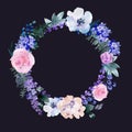 Summer Lilac Watercolor Floral Wreath, Wedding bouquet