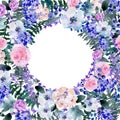 Summer Lilac Watercolor Floral Wreath, Wedding bouquet