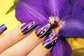 Summer lilac yellow nail design.