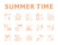 Summer line icons illustration concept set