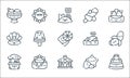 Summer line icons. linear set. quality vector line set such as beach bag, cabin, beach bar, starfish, sunset, oyster, whale, sun