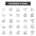 Summer line icons, signs, vector set, linear concept, outline illustration Royalty Free Stock Photo