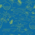 Summer line modern minimal island tropical mood seamless pattern on vector design for fashion,fabric,web,wallpaper, and all prints