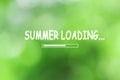 Summer loading, green summer background with blurred bokeh abstraction