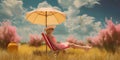 Summer love couple, beach, sunny day, sun, wallpaper background, surreal, stock, Generative AI Royalty Free Stock Photo