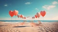 Summer love couple, beach, sunny day, sun, wallpaper background, surreal, stock, Generative AI Royalty Free Stock Photo