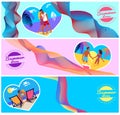 Summer Love Photos of Couples in Heart Shape Frame Royalty Free Stock Photo