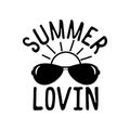 Summer Lovin text, with sunglasses and sunlight. Royalty Free Stock Photo