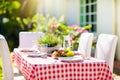 Summer lunch outdoors. Table setting for barbecue