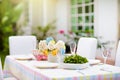 Summer lunch outdoors. Table setting for barbecue Royalty Free Stock Photo