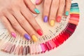 Summer manicure and nail color samples.