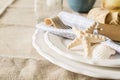Summer marine style table setting Royalty Free Stock Photo