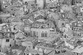 Summer mediterranean cityscape in black-and-white color - view of the roofs of the Old Town of Dubrovnik Royalty Free Stock Photo