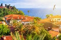 Summer mediterranean cityscape - view of the roofs of the Kaleici area, the historic city center of Antalya Royalty Free Stock Photo