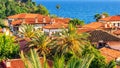 Summer mediterranean cityscape - view of the roofs of the Kaleici area, the historic city center of Antalya Royalty Free Stock Photo