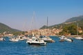 Summer Mediterranean landscape. Montenegro, Bay of Kotor, Herceg Novi town Royalty Free Stock Photo