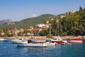 Summer Mediterranean landscape. Montenegro, Bay of Kotor. View of Herceg Novi city Royalty Free Stock Photo