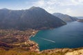 Summer Mediterranean landscape. Montenegro, view of Kotor Bay and Risan town Royalty Free Stock Photo