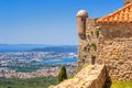 Summer mediterranean landscape - top view from the Klis Fortress on the city of Split Royalty Free Stock Photo