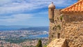 Summer mediterranean landscape - top view from the Klis Fortress on the city of Split Royalty Free Stock Photo
