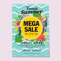 Summer mega sales flat style tropical theme