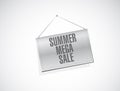 summer mega sales Hanging banner sign concept illustration design