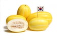 Summer Melon Harvest - Ginkaku Korean Melons - Cucumis melo var. makuwa Royalty Free Stock Photo