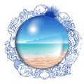 Summer memories glass globe framed Royalty Free Stock Photo