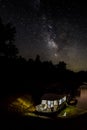 Summer Memories; Houseboating on the Lake Under the Milky Way Royalty Free Stock Photo