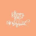 Summer mermaid lettering quote hand drawn poster