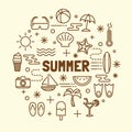 Summer minimal thin line icons set Royalty Free Stock Photo