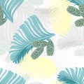 Summer mint and blue tropical forest leaves bright mood seamless pattern for fashoin fabric ,wallpaper book , card Royalty Free Stock Photo