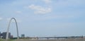 Summer in Missouri: Gateway Arch and Eads Bridge over Mississippi River in St. Louis