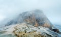 Summer misty Rifugio Auronzo rocks