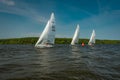 Summer mood: white sails against the blue sky . Royalty Free Stock Photo