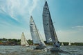 Summer mood: white sails against the blue sky . Royalty Free Stock Photo