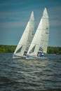 Summer mood: white sails against the blue sky .