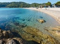 Summer morning Platanitsi beach, Sithonia, Greece. Royalty Free Stock Photo