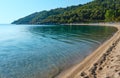 Summer morning Platanitsi beach, Sithonia, Greece. Royalty Free Stock Photo